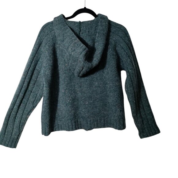 Women's Blue Hooded Cardigan Sweater - Picture 2 of 7